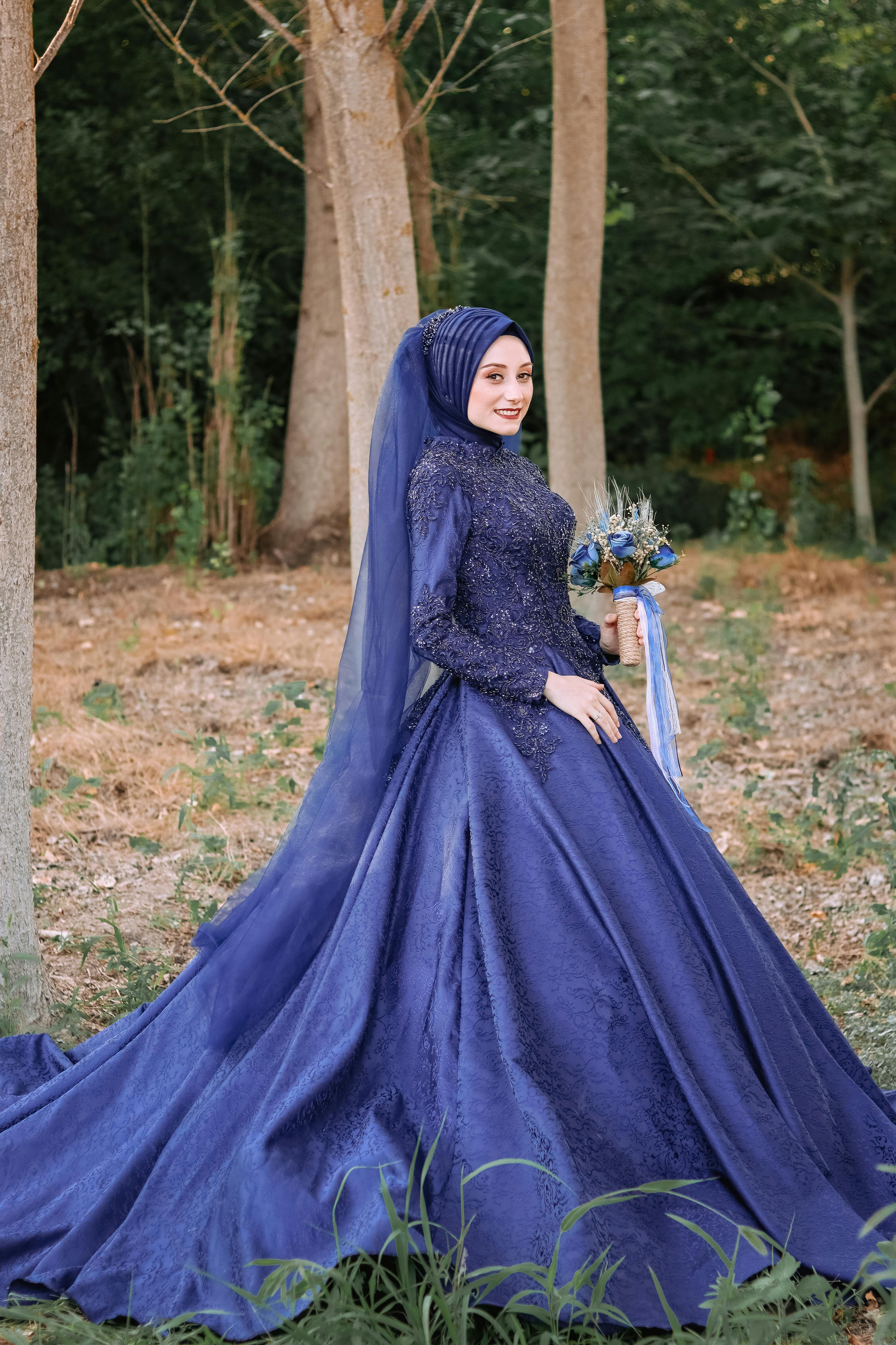 Wedding Party Wear Designer Navy Blue Colour Gown - Shahi Fits